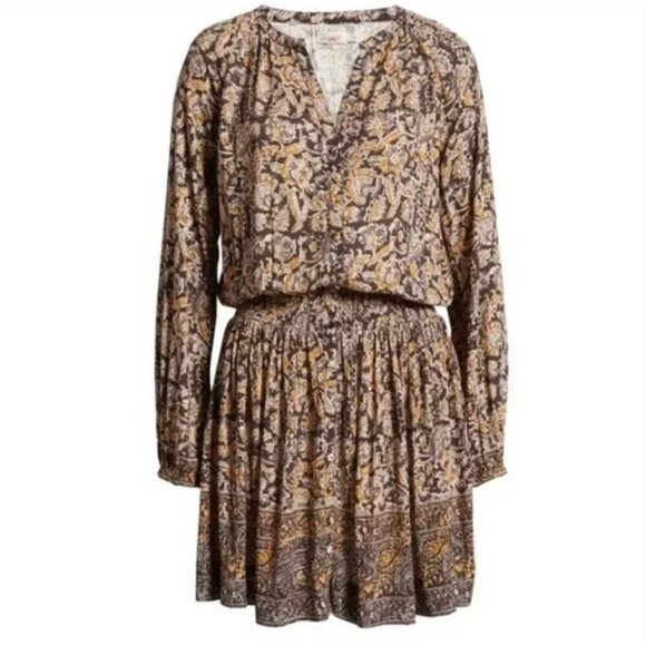 Faherty Dresses & Skirts - Faherty Montara Shirred Dress Long Sleeve Wonderlust Floral Size L